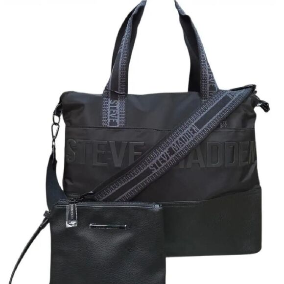 Steve Madden BGymm Weekender Bag- Black/Black - Picture 2 of 14